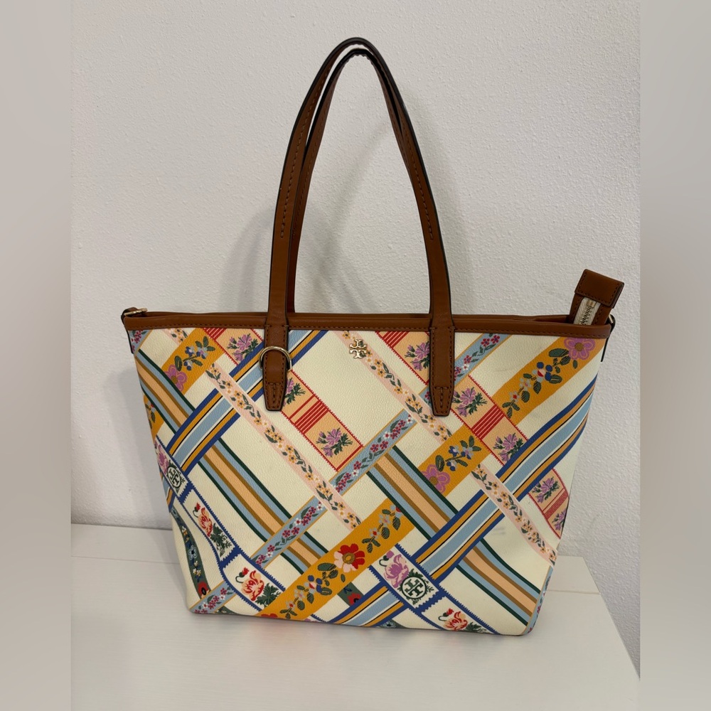 Tory Burch Large Kerrington Ribbon Weave Bias Crossbody Tote